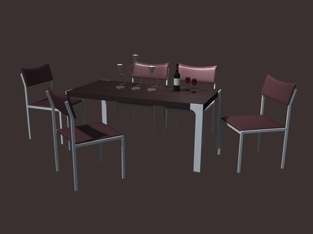 Modern dining set free 3d model download — 3D model download