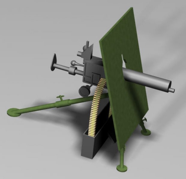 Skoda M1909 Machine gun free 3d model download — 3D model download