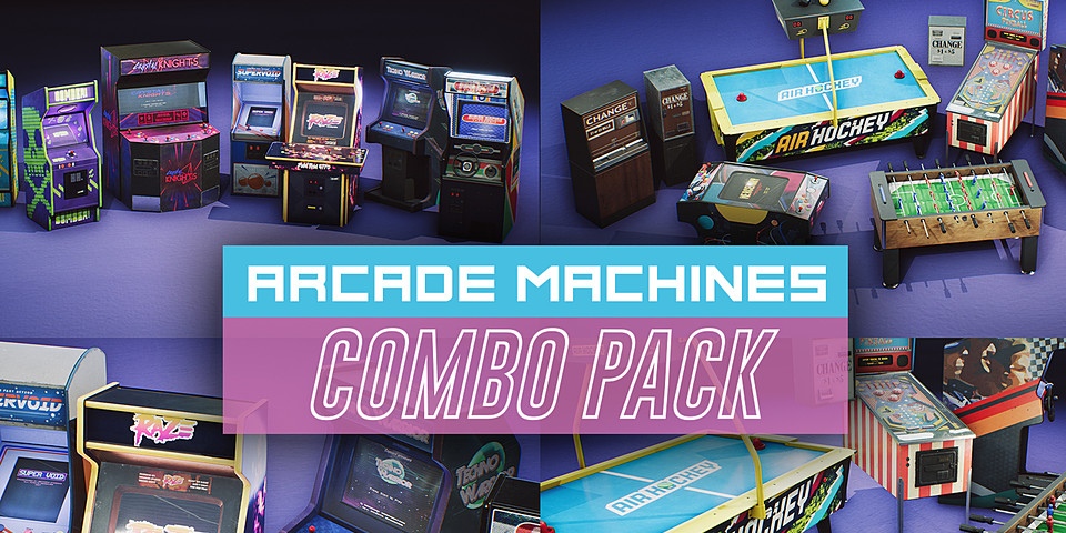 Arcade Machines Props COMBO PACK [UE4+Raw] unreal engine 4  asset download — 3D model download