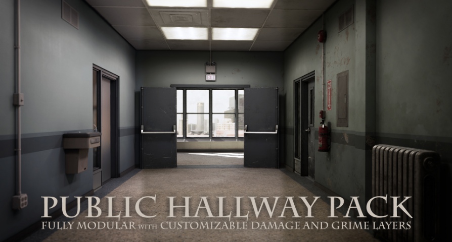 Public Hallway Pack  unreal engine 4  asset download — 3D model download