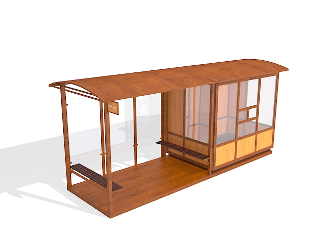 Wood bus stop shelters 3d model download — 3D model download