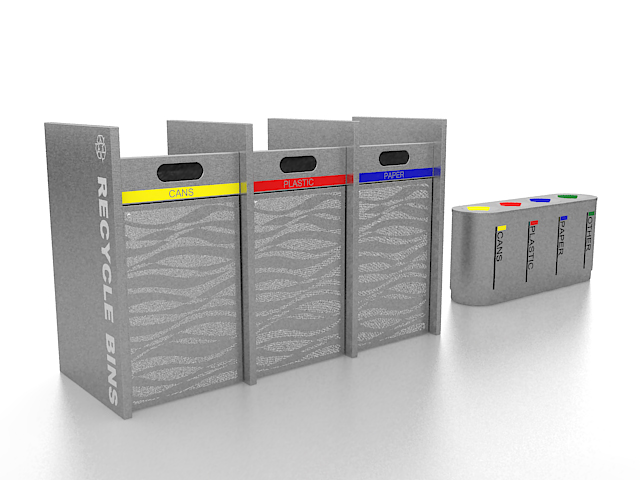 Sorted recycling bins 3d model download — 3D model download