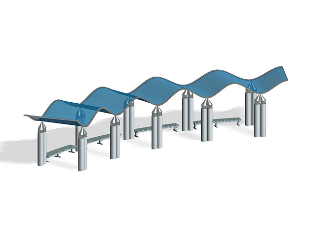 Corridor with roofed pergola 3d model download — 3D model download