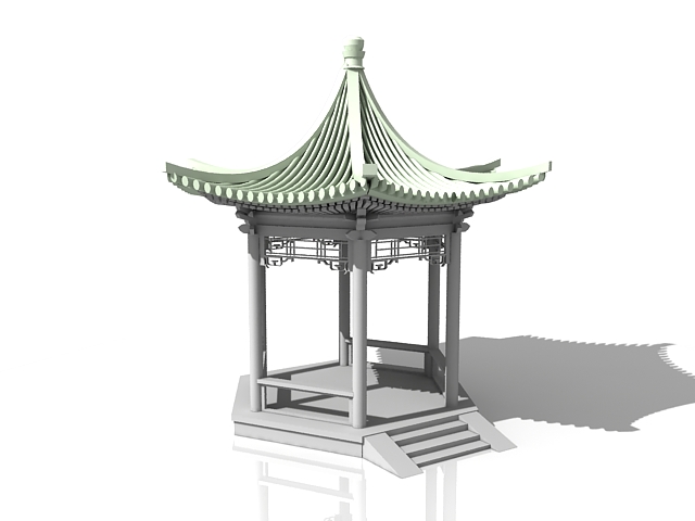 Chinese hexagon pavilion 3d model download — 3D model download