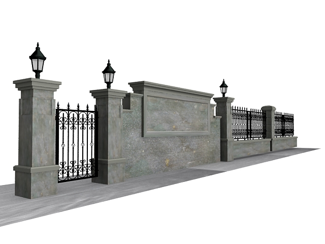 Antique garden wall fence 3d model download — 3D model download