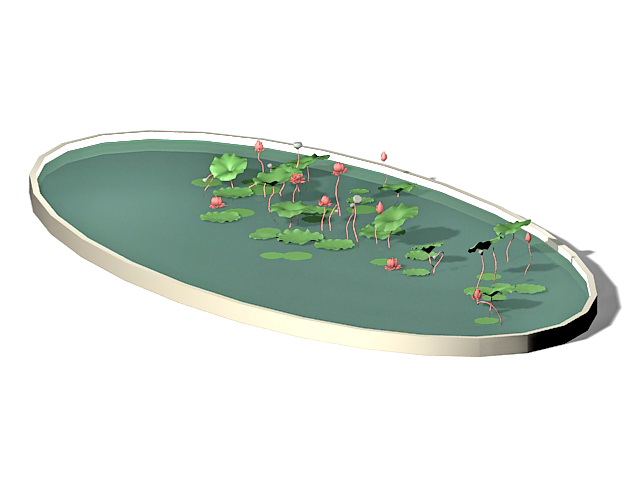 Garden lotus pool 3d model download — 3D model download