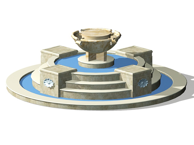 Round fountain with step 3d model download — 3D model download