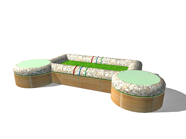 Planters with bench seating 3d model download — 3D model download