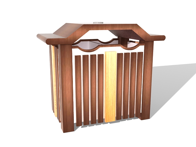 Wood recycle bin trash can 3d model download — 3D model download