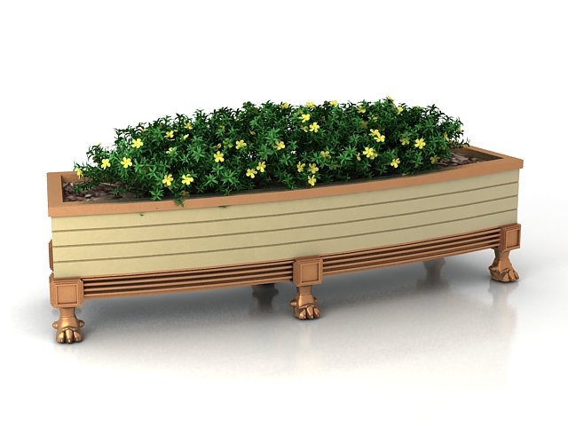 Rustic wooden flower box 3d model download — 3D model download