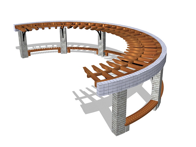 Semi circular pergola 3d model download — 3D model download