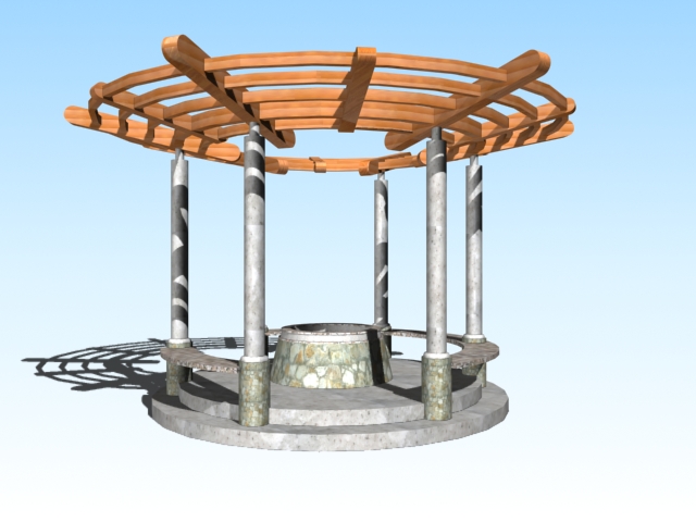 Wishing well with pergola 3d model download — 3D model download