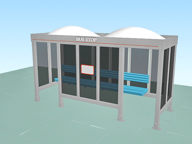 Glass bus stop shelter 3d model download — 3D model download