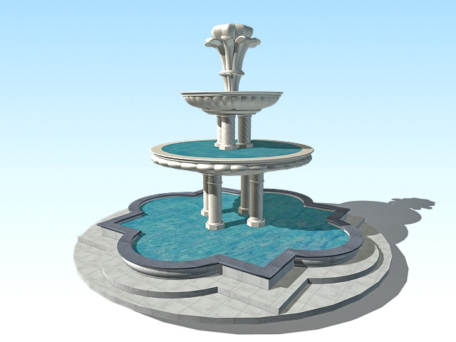 Large outdoor water fountain 3d model download — 3D model download