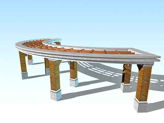 Curved walkway pergola 3d model download — 3D model download