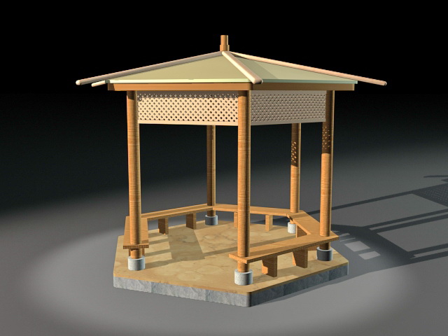Backyard wooden gazebo 3d model download — 3D model download