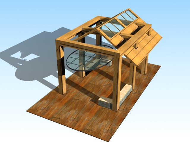 Wooden patio gazebo 3d model download — 3D model download
