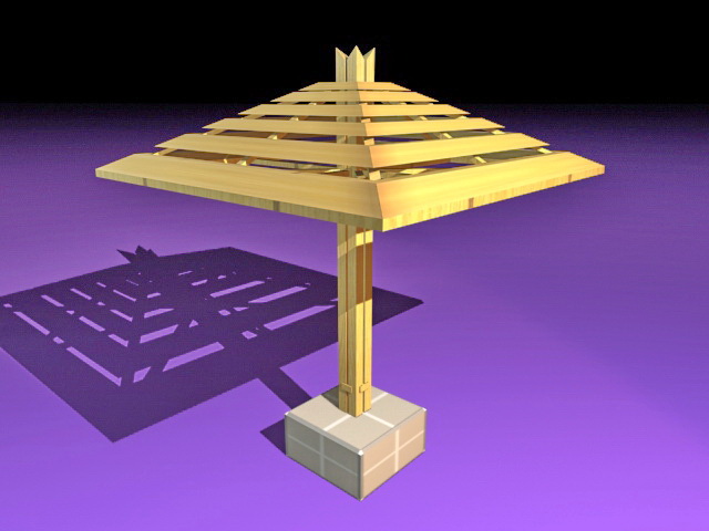 Umbrella shaped wooded gazebo 3d model download — 3D model download