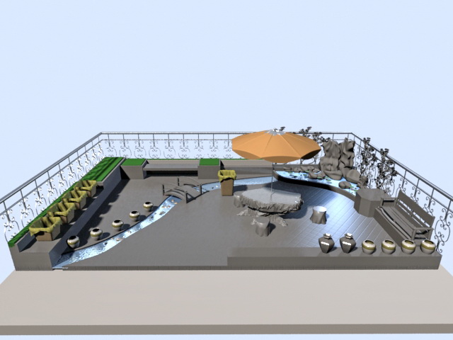Roof garden design 3d model download — 3D model download