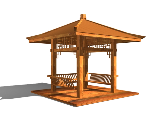 Wood square pavilion 3d model download — 3D model download