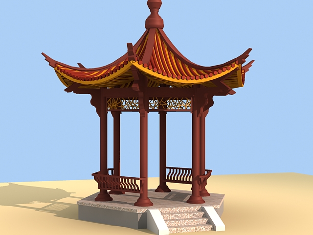 Garden Chinese pavilion 3d model download — 3D model download