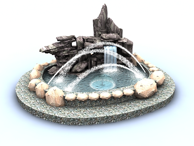 Rockery fountain pond 3d model download — 3D model download