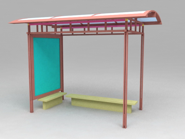 Bus Stop Shelter 3d model download — 3D model download