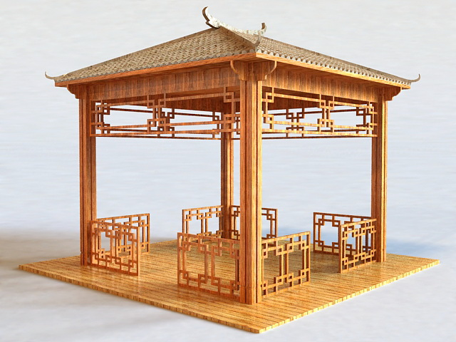 Small Wood Garden Gazebo 3d model download — 3D model download