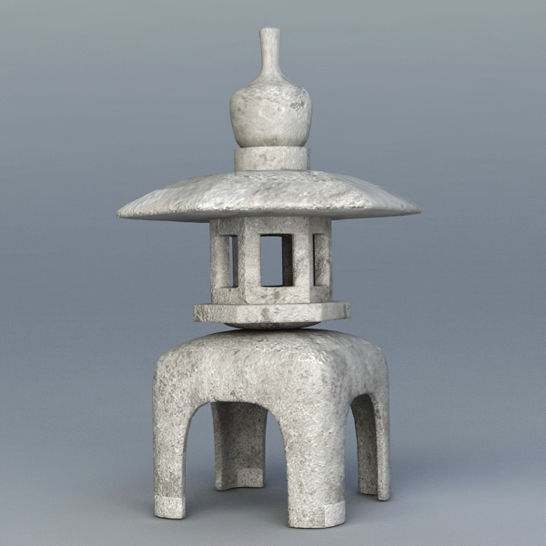 Old Japanese Stone Garden Lantern 3d model download — 3D model download