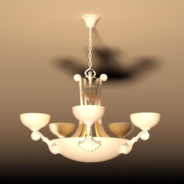 Aged Bronze 5 Light Chandelier 3d model download — 3D model download
