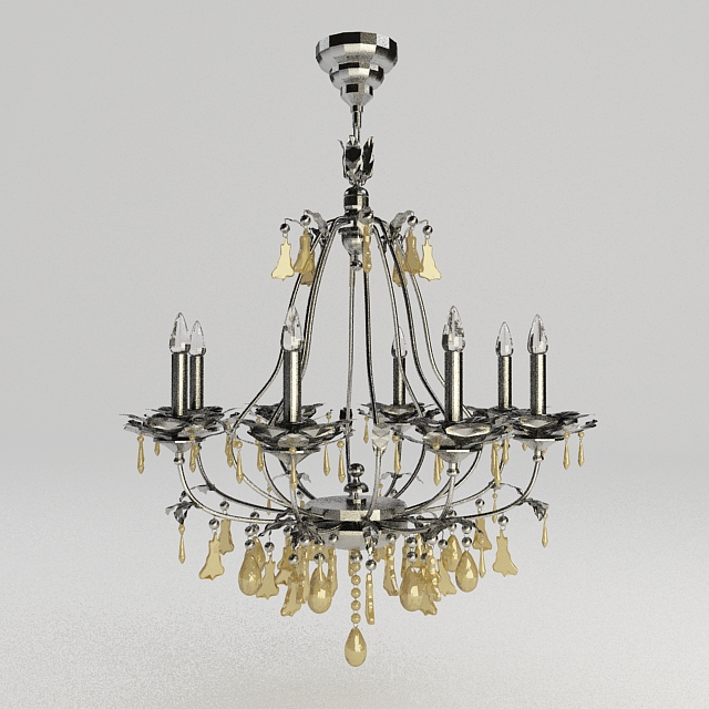 Metal Chandelier with Crystals 3d model download — 3D model download