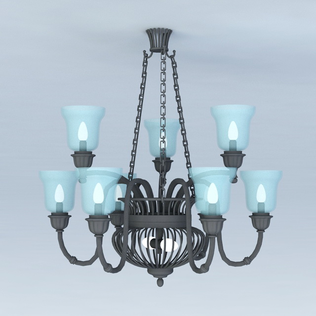 Black Wrought Iron Chandelier 3d model download — 3D model download