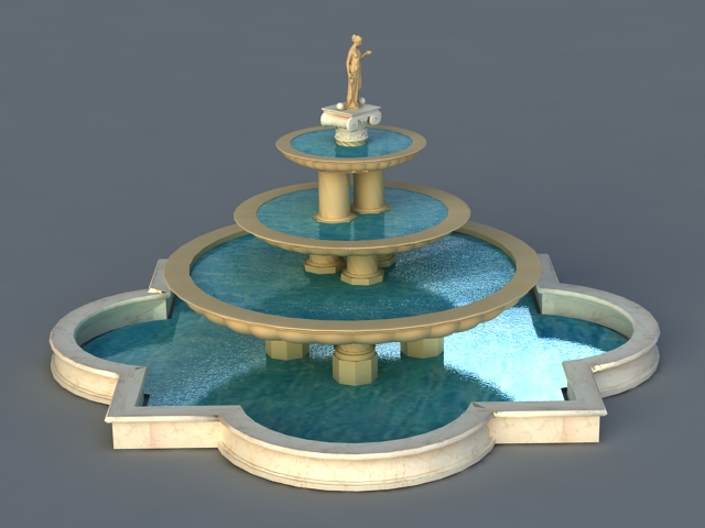 3 Tier Marble Fountain 3d model download — 3D model download