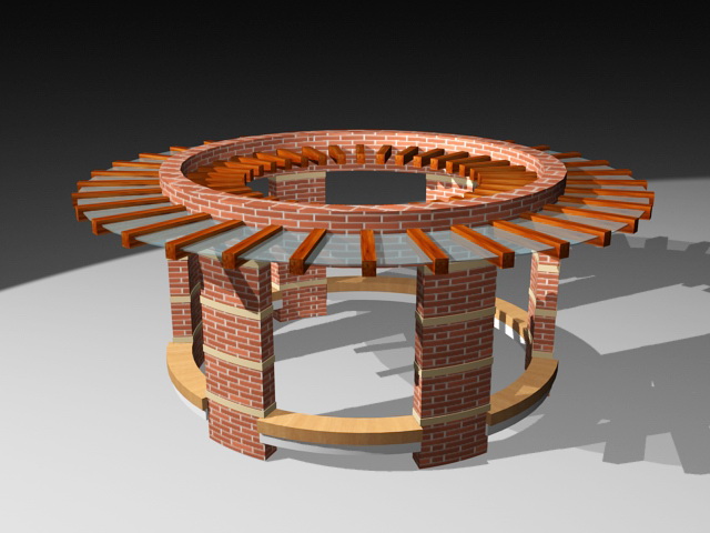 Circular Brick Pergola 3d model download — 3D model download