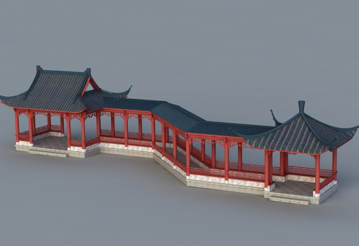 Chinese Garden Corridor 3d model download — 3D model download