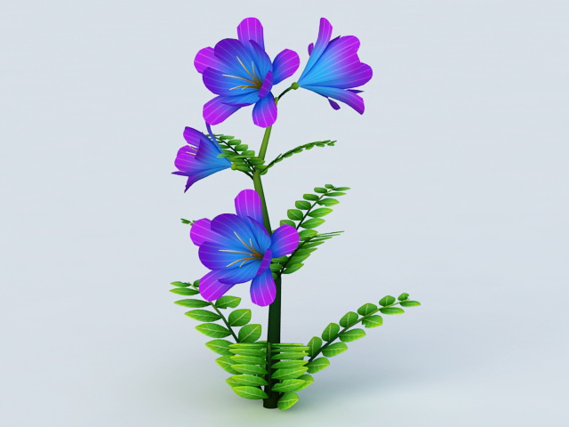 Blue Flowers Grass 3d model download — 3D model download