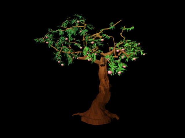 Old Peach Tree with Fruit 3d model download — 3D model download