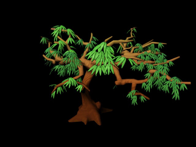 Cartoon Tree with Branches and Leaves 3d model download — 3D model download