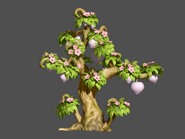 Peach Tree Cartoon 3d model download — 3D model download