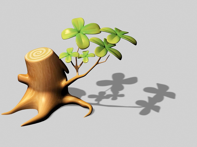 Tree Stump Cartoon 3d model download — 3D model download
