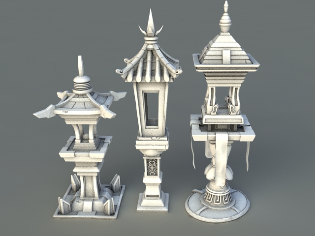 Chinese Garden Lanterns 3d model download — 3D model download