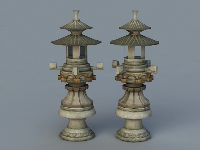 Japanese Garden Stone Lantern 3d model download — 3D model download