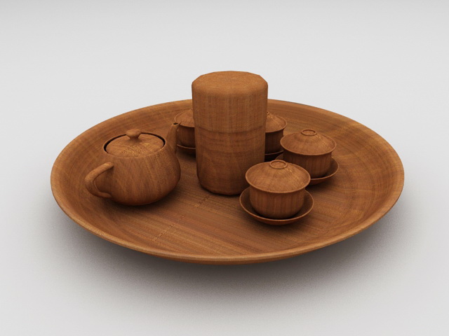 Wooden Tea Set 3d model download — 3D model download