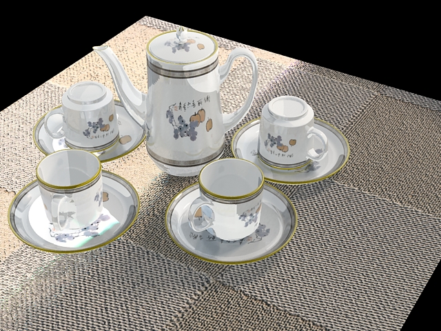 Porcelain Tea Set 3d model download — 3D model download