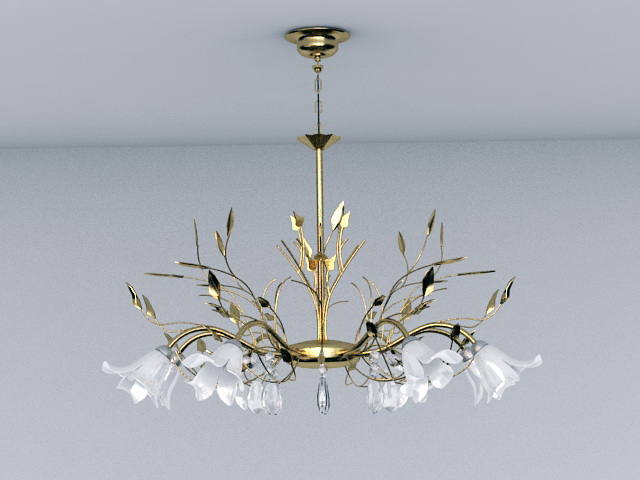 Gold Leaf Crystal Chandelier 3d model download — 3D model download