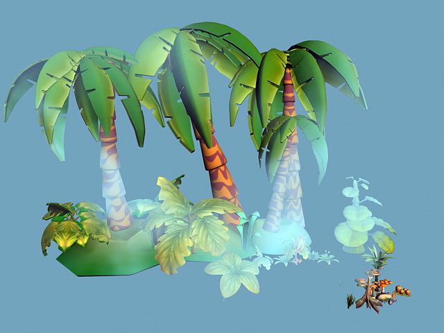 Tropical Island Cartoon 3d model download — 3D model download