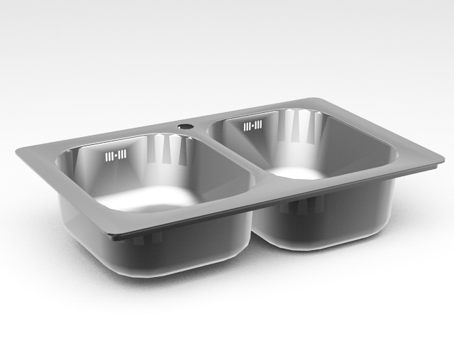 Stainless Steel Kitchen Sink 3d model download — 3D model download