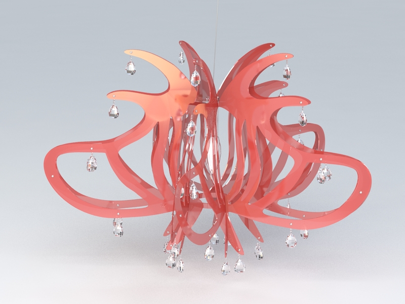 Red Acrylic Chandelier 3d model download — 3D model download