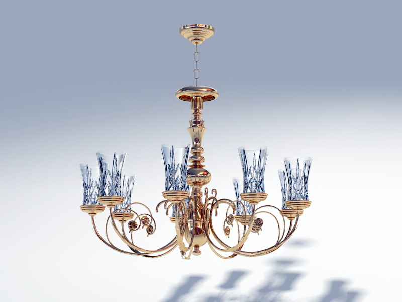 Victorian Brass Chandelier 3d model download — 3D model download