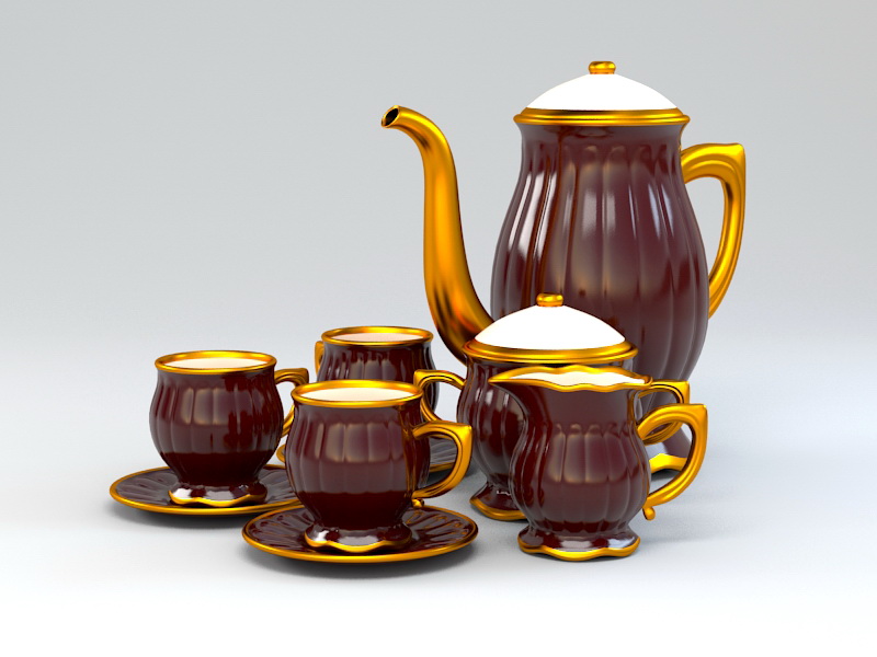 Porcelain Coffee Set 3d model download — 3D model download